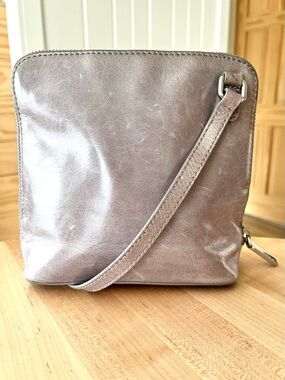 HOBO Glade Gray Glazed Leather Mini Crossbody Bag